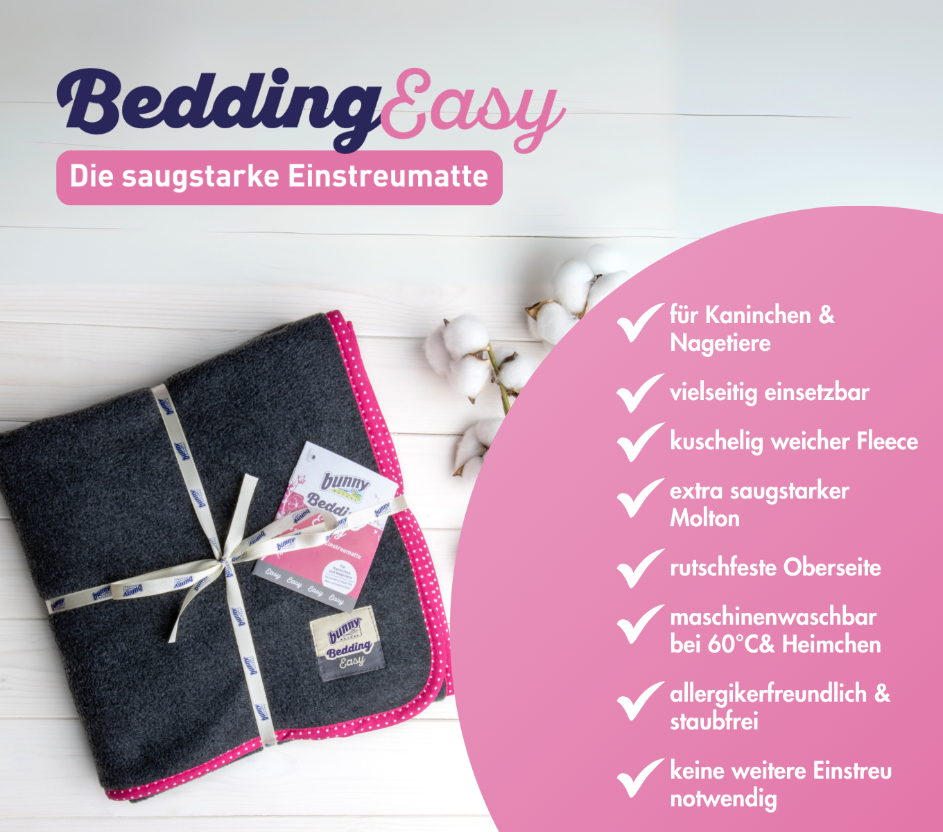 bunnyBedding - Easy Türkis - Saugstarke Matte aus Molton für Kleintiere