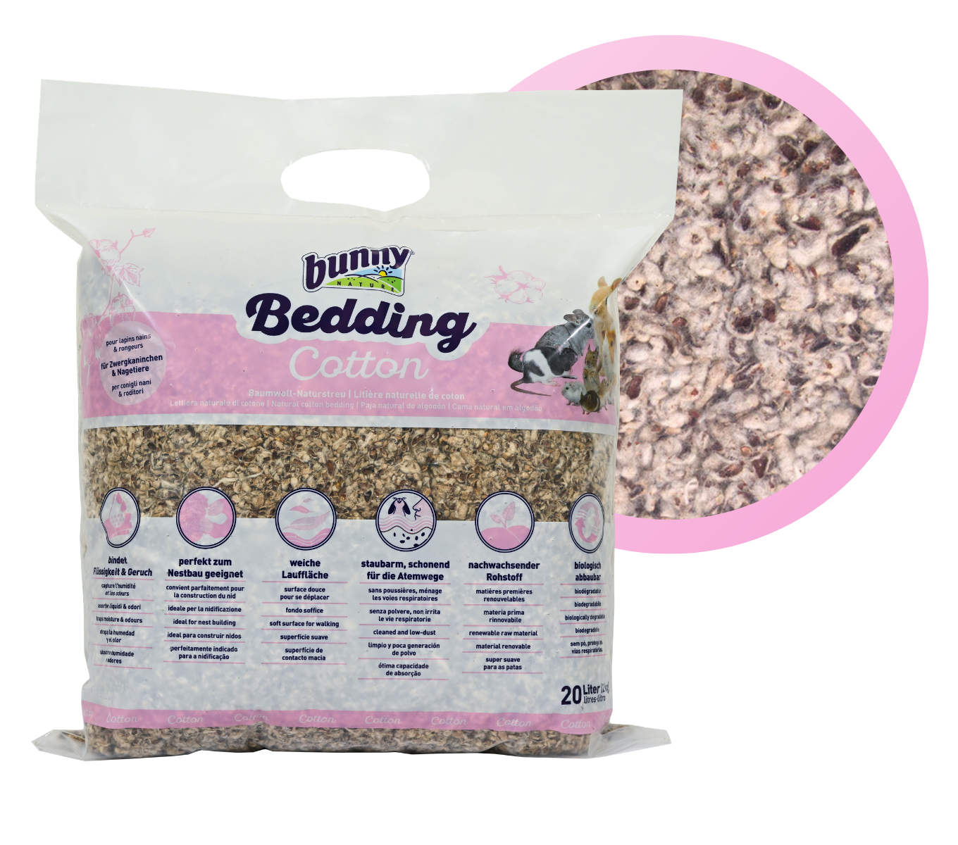 bunnyBedding - Cotton - Hochwertige Baumwollstreu für Kleintiere
