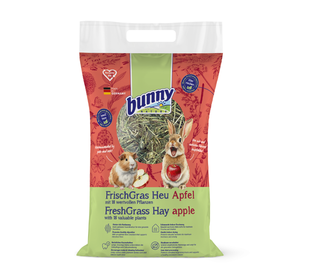 FrischGras Heu Apfel - Aromatisches Heu mit Apfelstückchen für Kleintiere