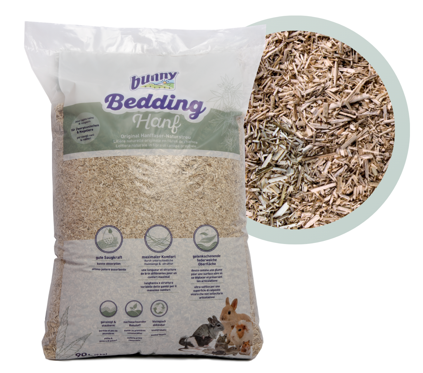 bunnyBedding - Hanf - Umweltfreundliche Einstreu aus Hanf für Kleintiere