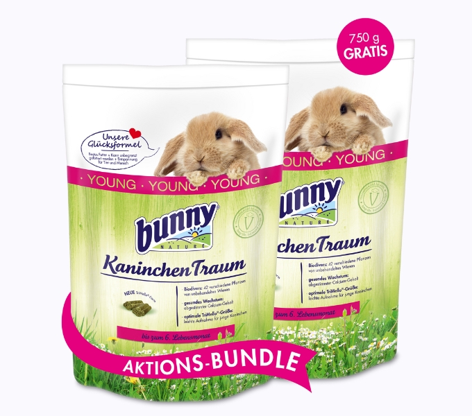 AKTION  1 + 1 x 750 g gratis   KaninchenTraum YOUNG
