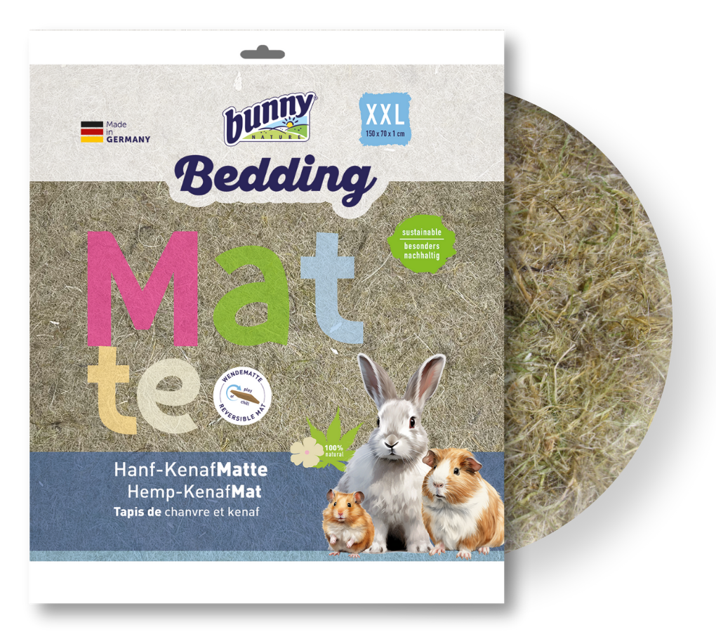Hanf-Kenaf-Matte XXL - 150 x 70 cm - Natürliche Unterlage zum Wenden für Kleintiere