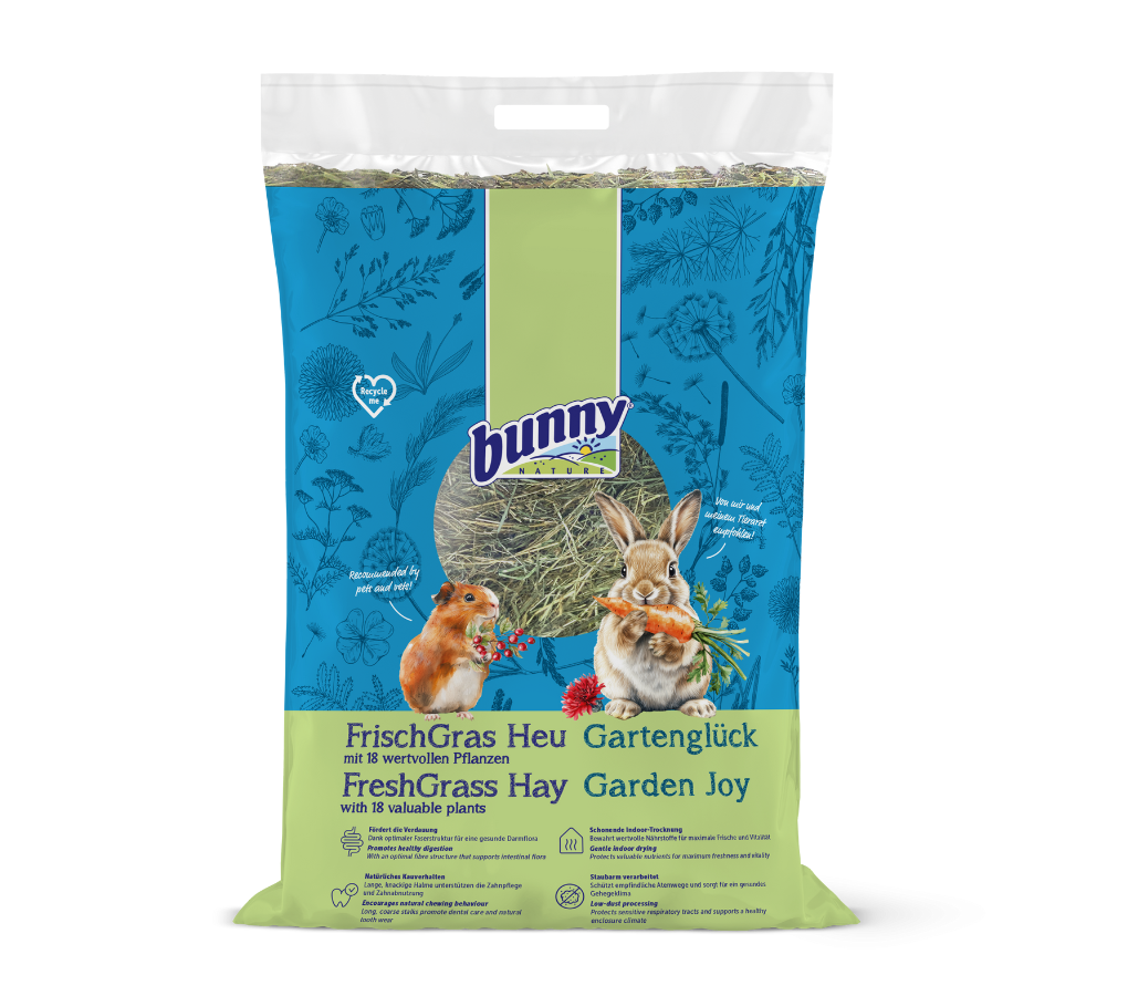 FrischGras Heu Gartenglück - Aromatisches Heu mit vitaminreichem Gemüse und leckeren Blüten und Blättern
