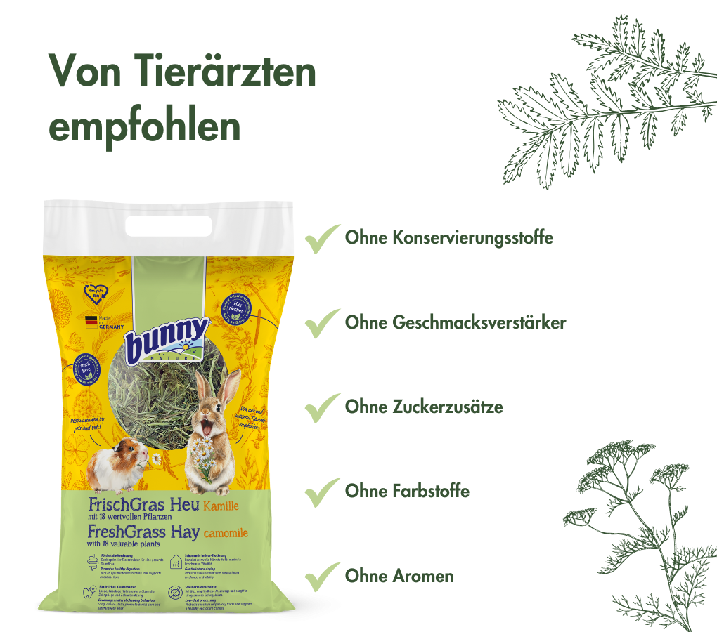 FrischGras Heu Kamille  - Aromatisches Heu mit Kamillenblüten für Kleintiere