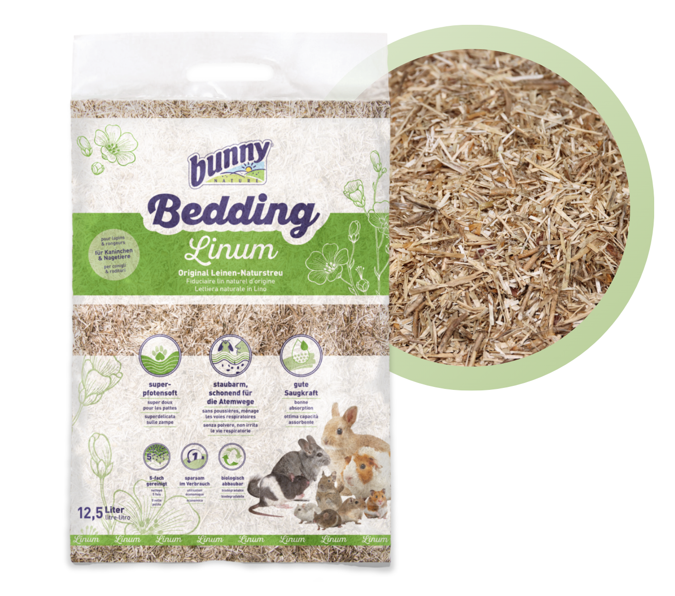 bunnyBedding - Linum - Natürliche Einstreu aus Leinen für Kleintiere