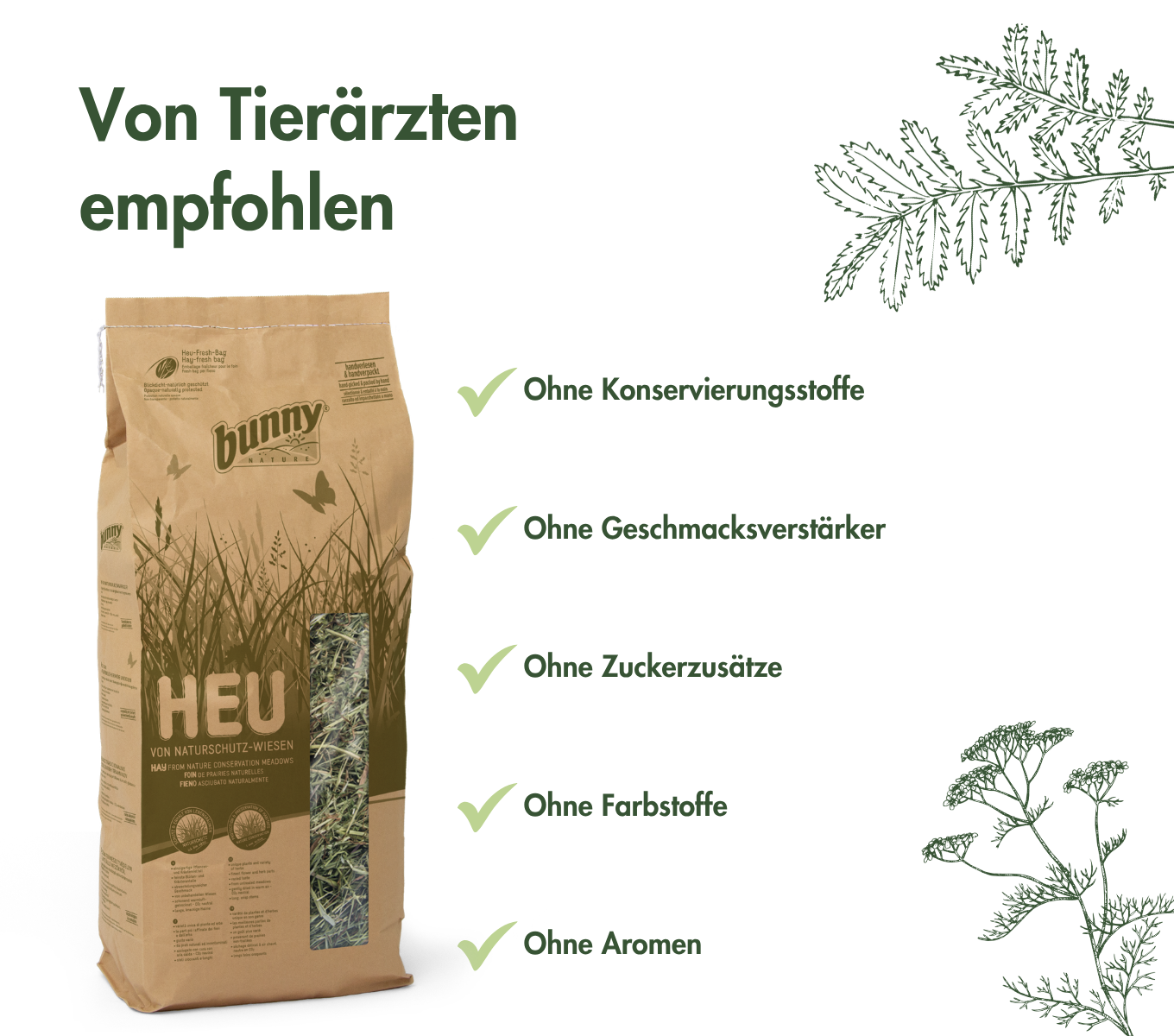 Heu von Naturschutz-Wiesen NATUR - Schonend getrocknetes premium Heu für Kleintiere