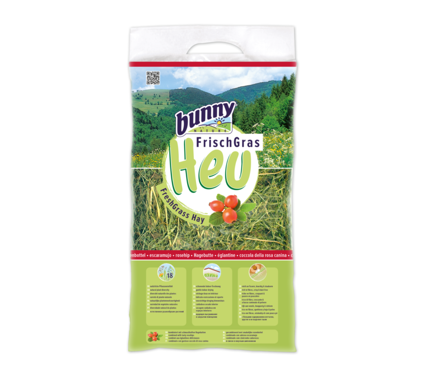 FrischGras Heu Hagebutte - Aromatisches Heu mit Hagebutten für Kleintiere
