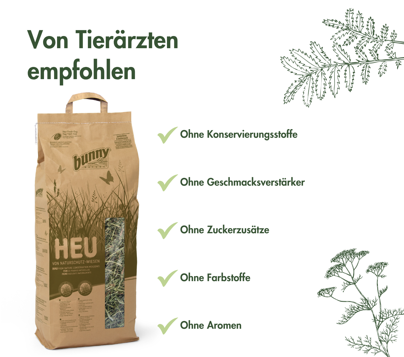 Heu von Naturschutz-Wiesen NATUR - Schonend getrocknetes premium Heu für Kleintiere