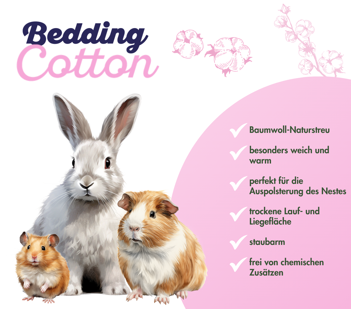bunnyBedding - Cotton - Hochwertige Baumwollstreu für Kleintiere