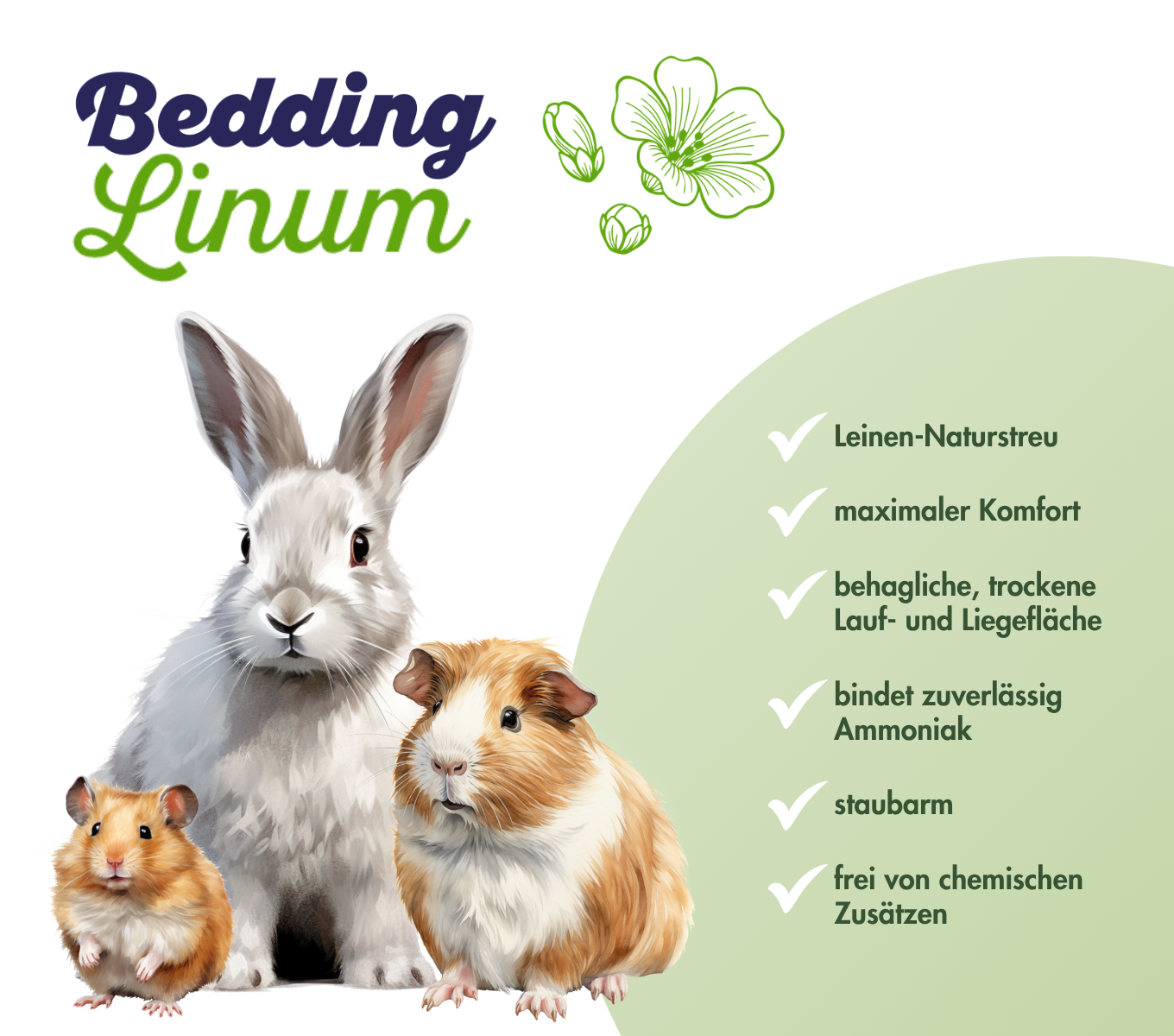 bunnyBedding - Linum - Natürliche Einstreu aus Leinen für Kleintiere