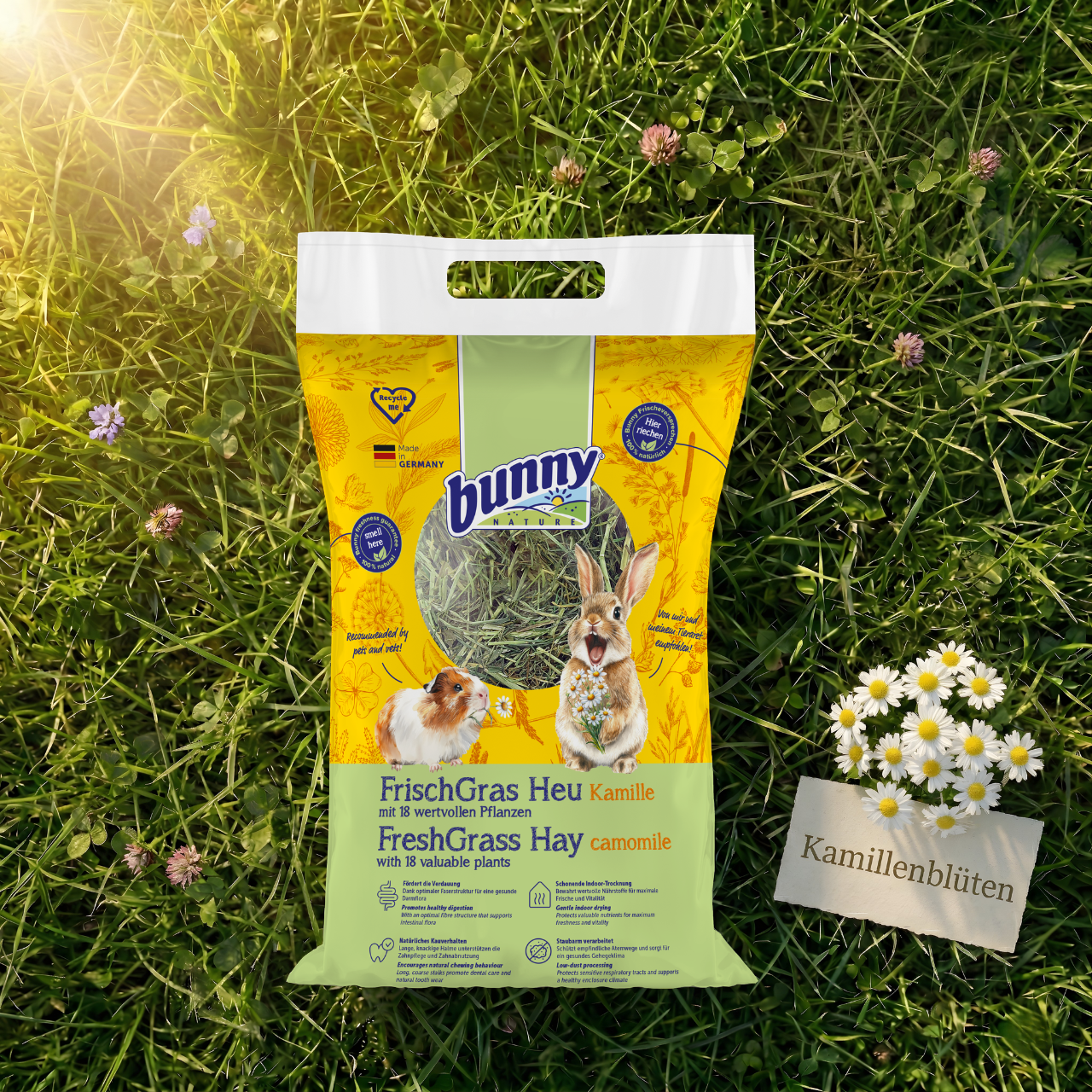 FrischGras Heu Kamille  - Aromatisches Heu mit Kamillenblüten für Kleintiere