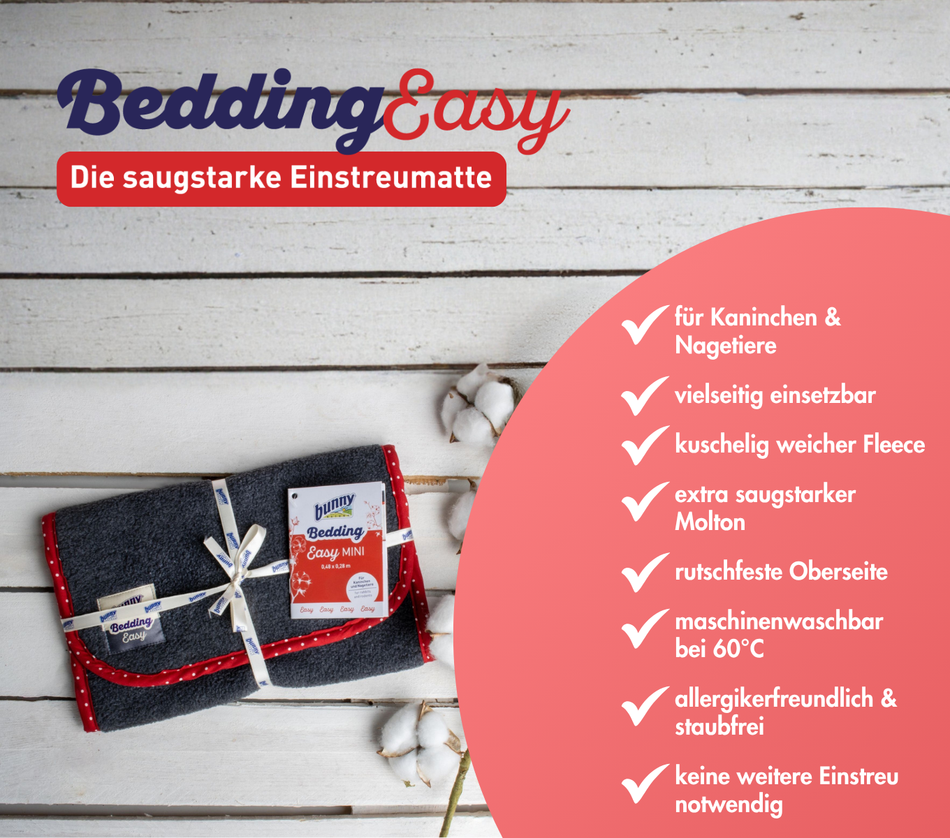bunnyBedding - Easy MINI - Saugstarke Matte aus Molton für Kleintiere