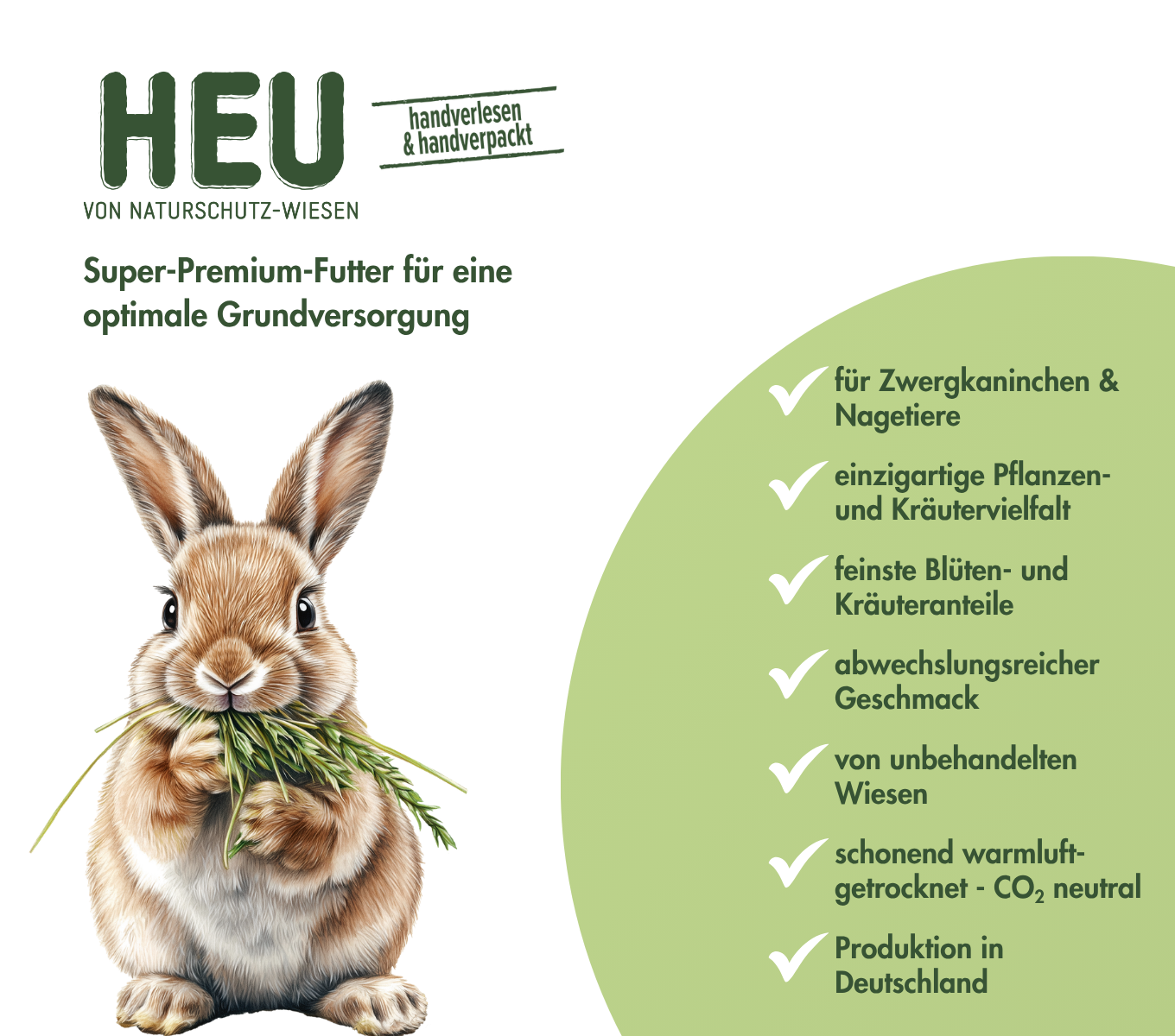Heu von Naturschutz-Wiesen NATUR - Schonend getrocknetes premium Heu für Kleintiere